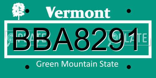 BBA8291 Vermont License Plate