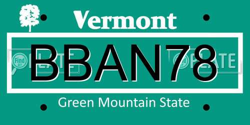 BBAN78 Vermont License Plate