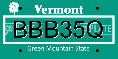 BBB35Q Vermont License Plate