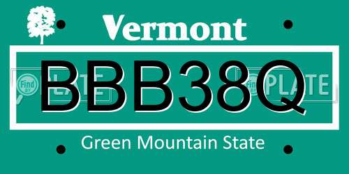 BBB38Q Vermont License Plate
