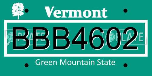 BBB4602 Vermont License Plate