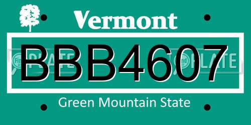 BBB4607 Vermont License Plate