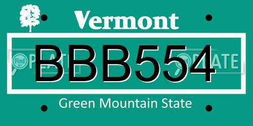 BBB554 Vermont License Plate