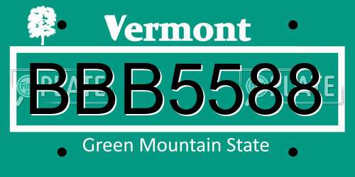 BBB5588 Vermont License Plate