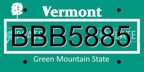 BBB5885 Vermont License Plate