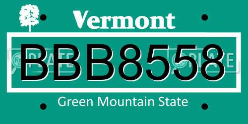 BBB8558 Vermont License Plate