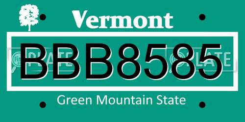 BBB8585 Vermont License Plate