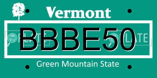 BBBE50 Vermont License Plate