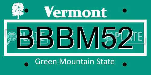 BBBM52 Vermont License Plate