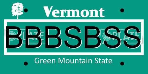 BBBSBSS Vermont License Plate