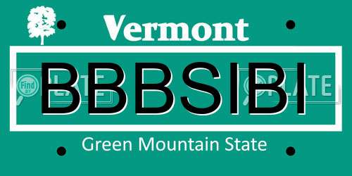 BBBSIBI Vermont License Plate