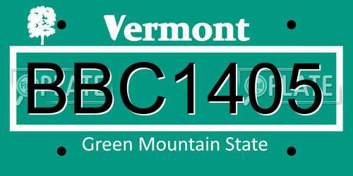 BBC1405 Vermont License Plate