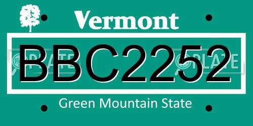 BBC2252 Vermont License Plate