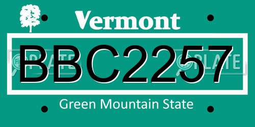 BBC2257 Vermont License Plate