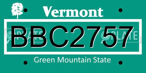 BBC2757 Vermont License Plate
