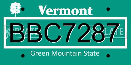 BBC7287 Vermont License Plate