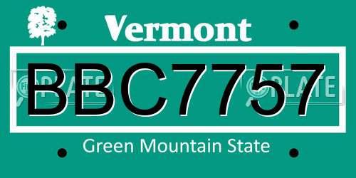 BBC7757 Vermont License Plate
