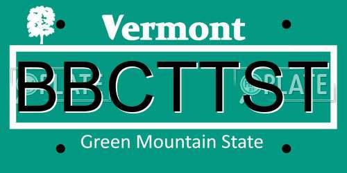 BBCTTST Vermont License Plate