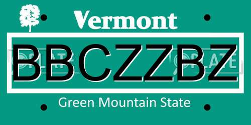 BBCZZBZ Vermont License Plate