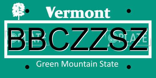 BBCZZSZ Vermont License Plate