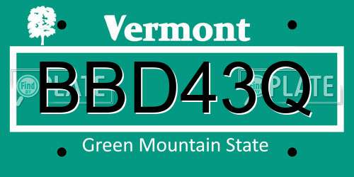 BBD43Q Vermont License Plate