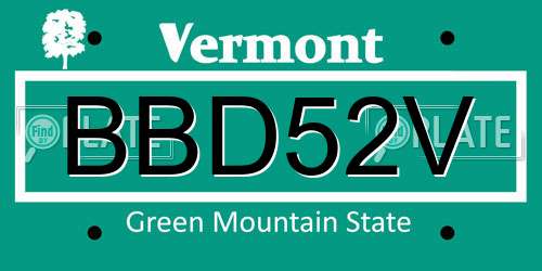 BBD52V Vermont License Plate