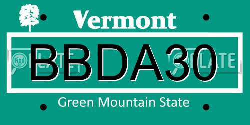 BBDA30 Vermont License Plate