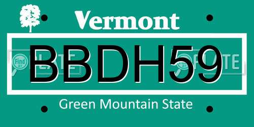 BBDH59 Vermont License Plate