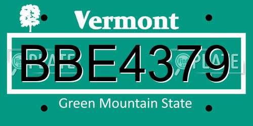 BBE4379 Vermont License Plate