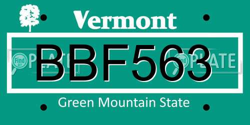 BBF563 Vermont License Plate