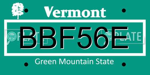BBF56E Vermont License Plate