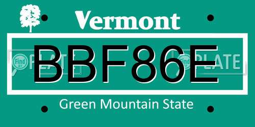 BBF86E Vermont License Plate