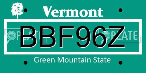 BBF96Z Vermont License Plate