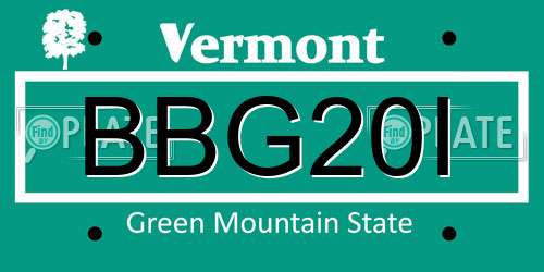 BBG20I Vermont License Plate
