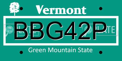 BBG42P Vermont License Plate