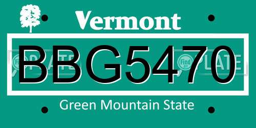BBG5470 Vermont License Plate