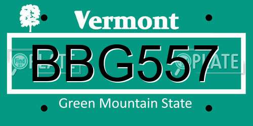 BBG557 Vermont License Plate