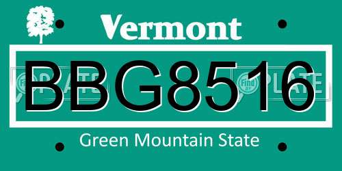 BBG8516 Vermont License Plate