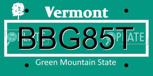 BBG85T Vermont License Plate