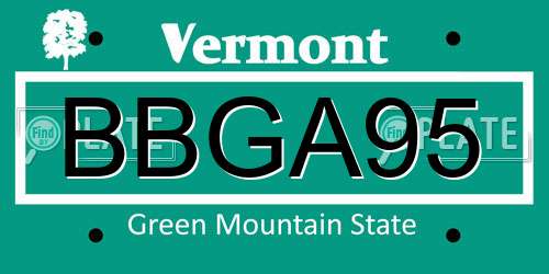 BBGA95 Vermont License Plate