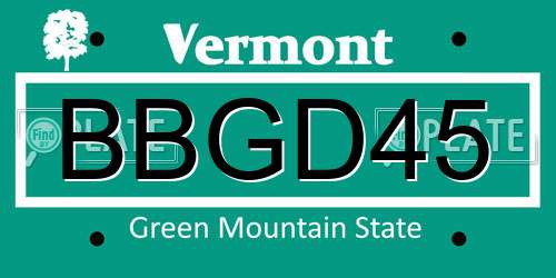 BBGD45 Vermont License Plate