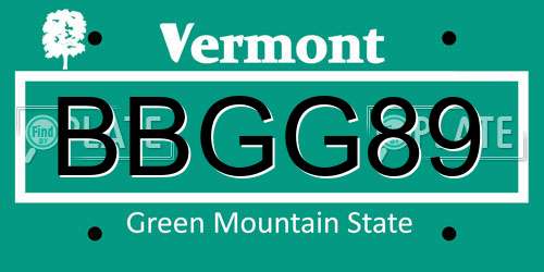 BBGG89 Vermont License Plate