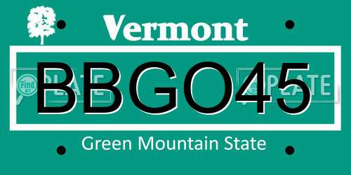 BBGO45 Vermont License Plate