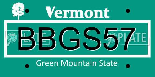 BBGS57 Vermont License Plate