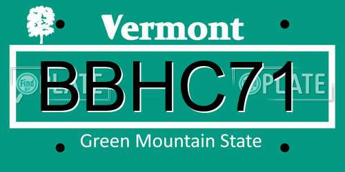 BBHC71 Vermont License Plate
