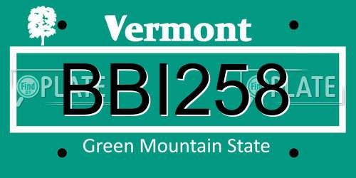 BBI258 Vermont License Plate