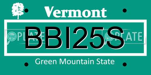 BBI25S Vermont License Plate