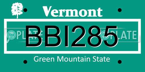 BBI285 Vermont License Plate