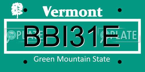 BBI31E Vermont License Plate