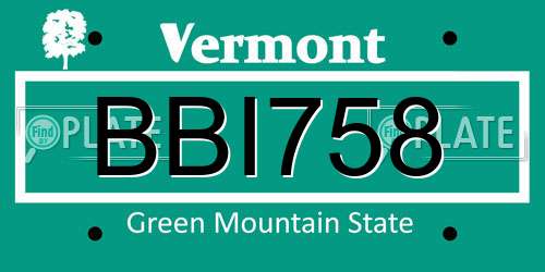 BBI758 Vermont License Plate